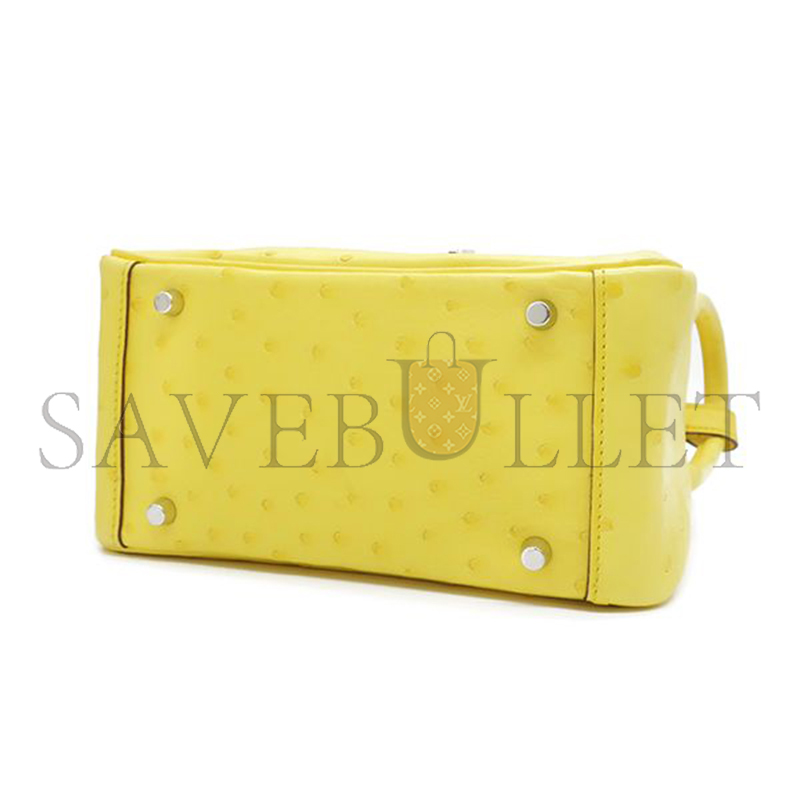 HERMES MASTER LINDY MINI 19 BAG OSTRICH PALLADIUM HARDWARE (19*12*9.5cm)